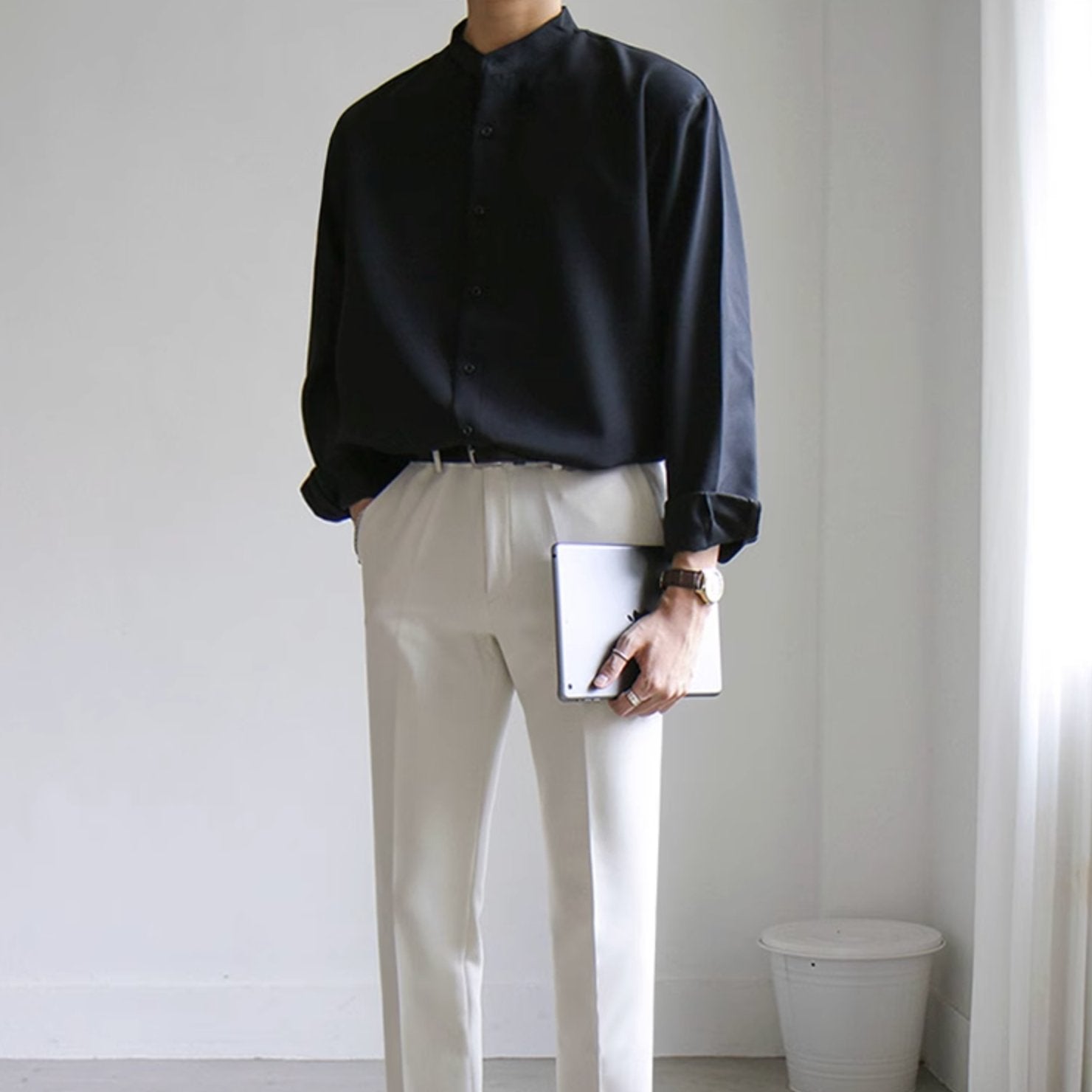 MANDARIN COLLAR SHIRT - Aumori