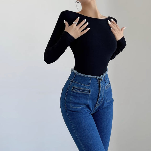 OPEN BACK LONG SLEEVE TOP - Stockbay