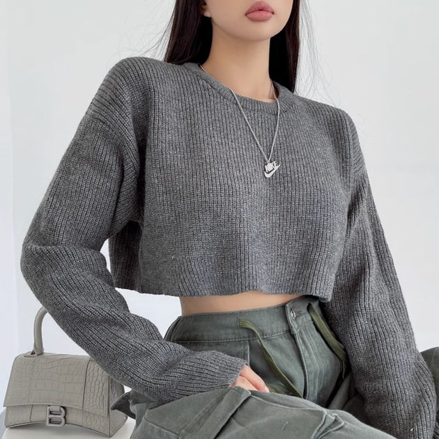 RIBBED CROP SWEATER - Aumori