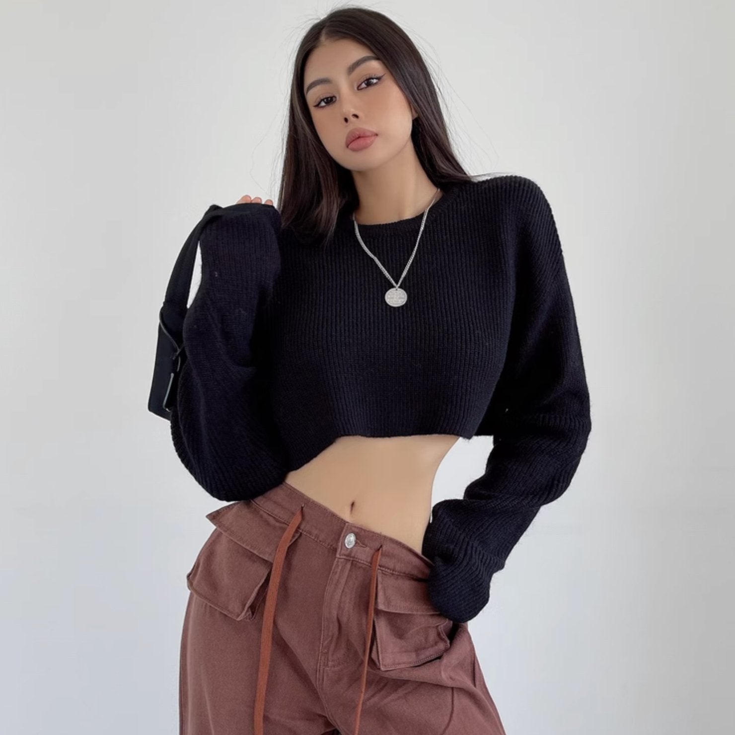 RIBBED CROP SWEATER - Stockbay