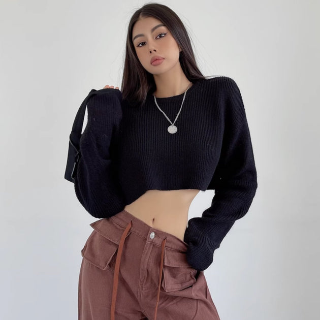 RIBBED CROP SWEATER - Aumori