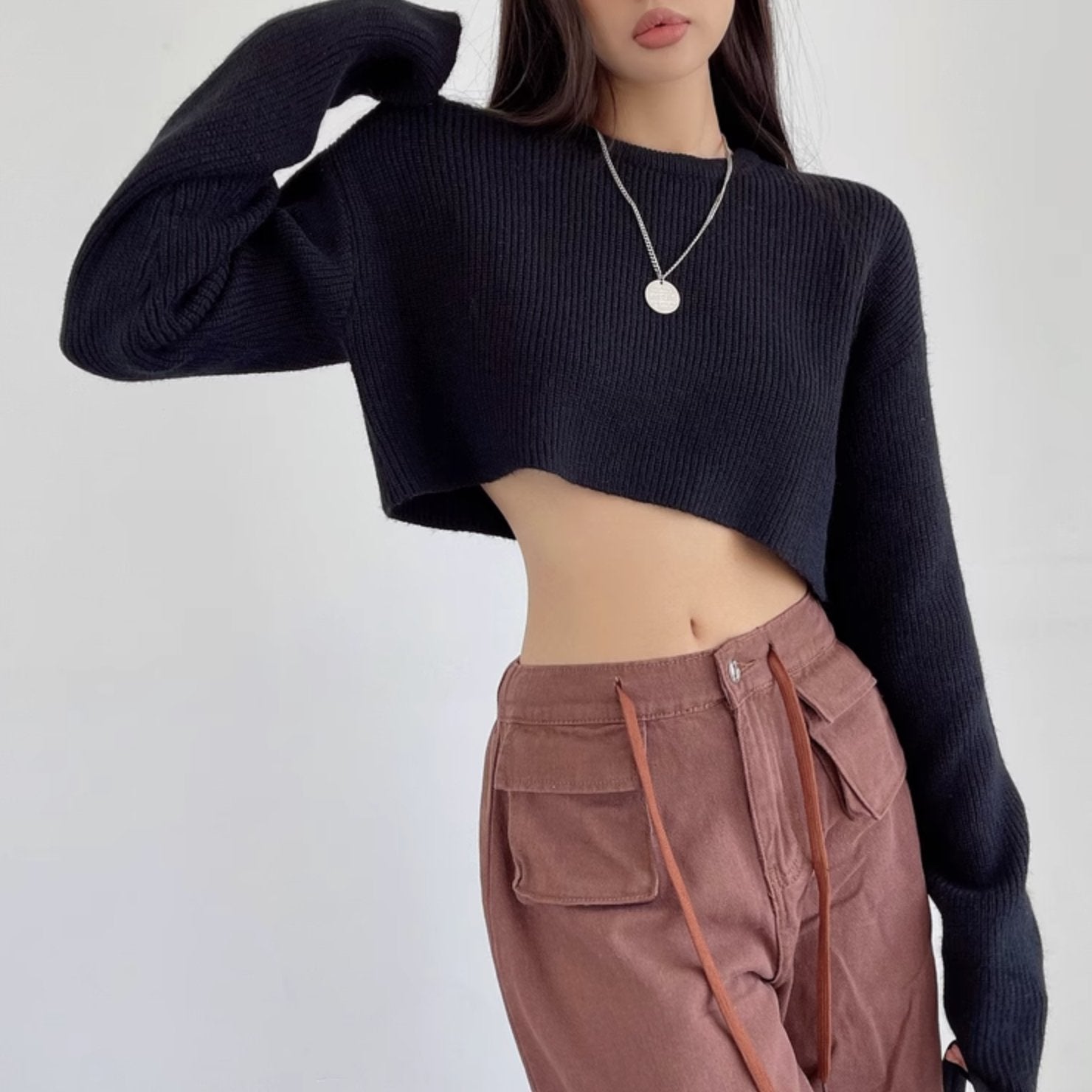 RIBBED CROP SWEATER - Stockbay