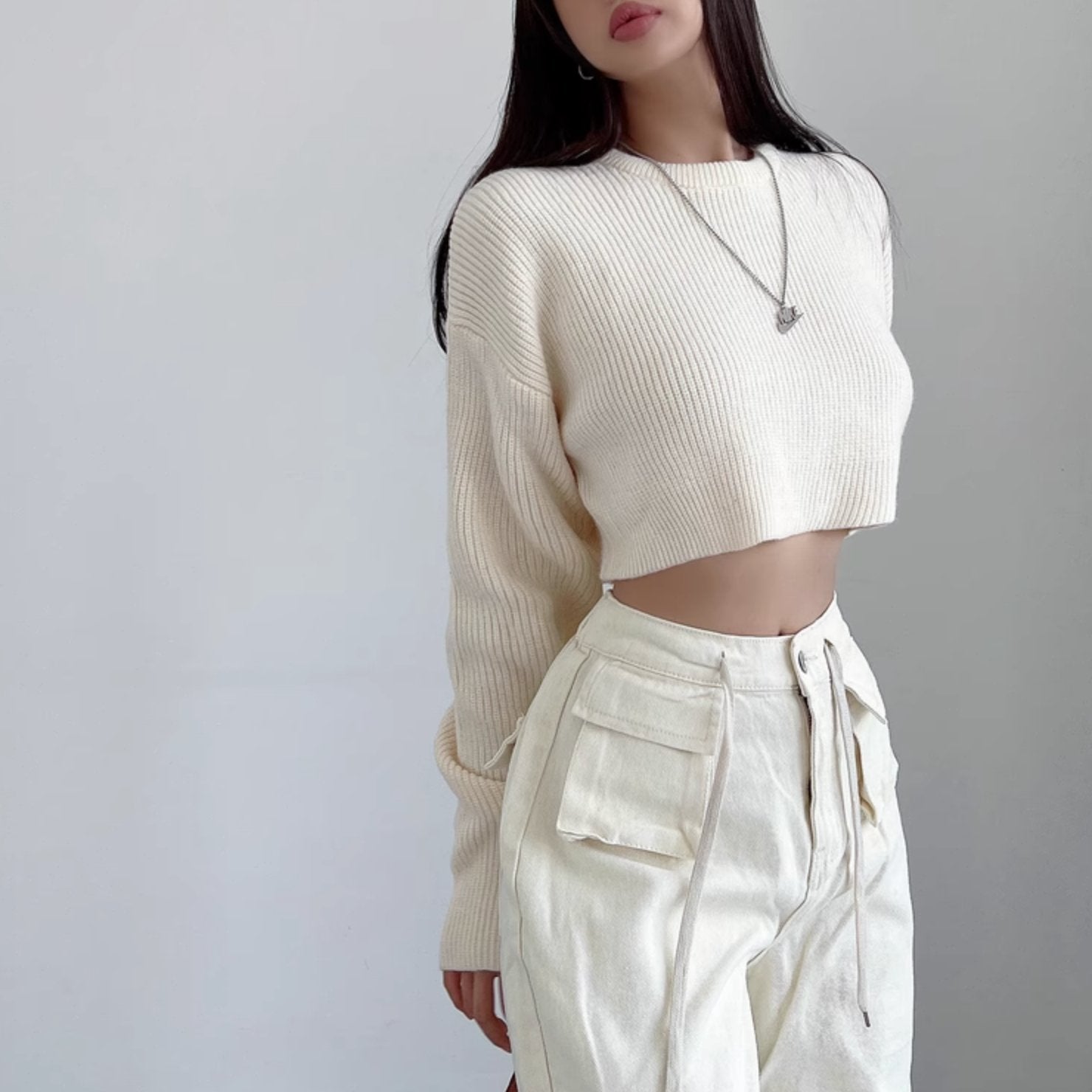 RIBBED CROP SWEATER - Stockbay