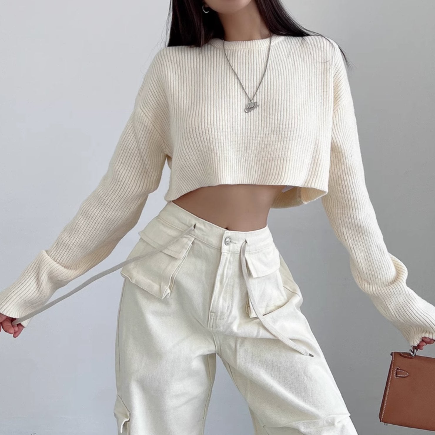 RIBBED CROP SWEATER - Stockbay