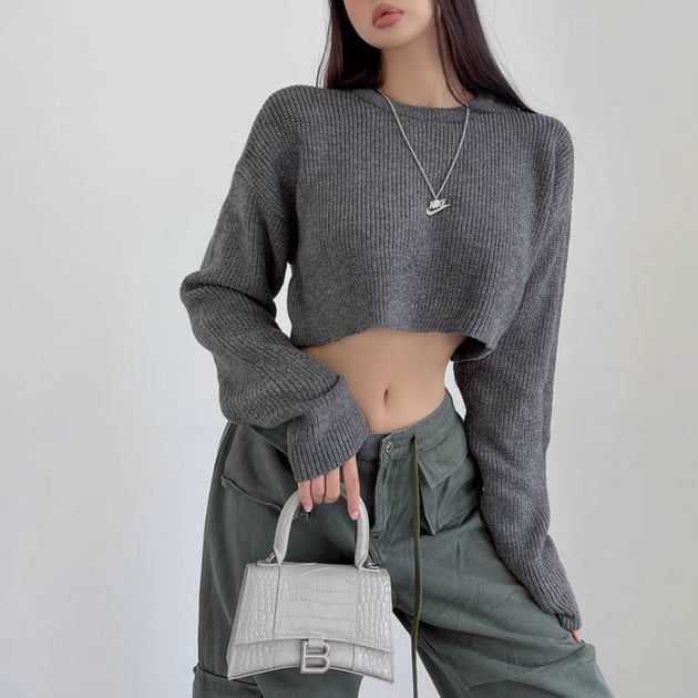 RIBBED CROP SWEATER - Stockbay