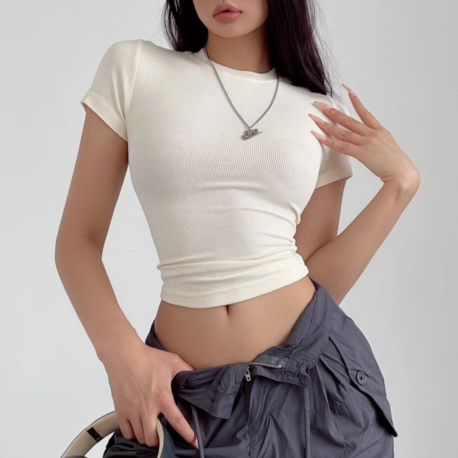 RIBBED CROP T-SHIRT - Stockbay