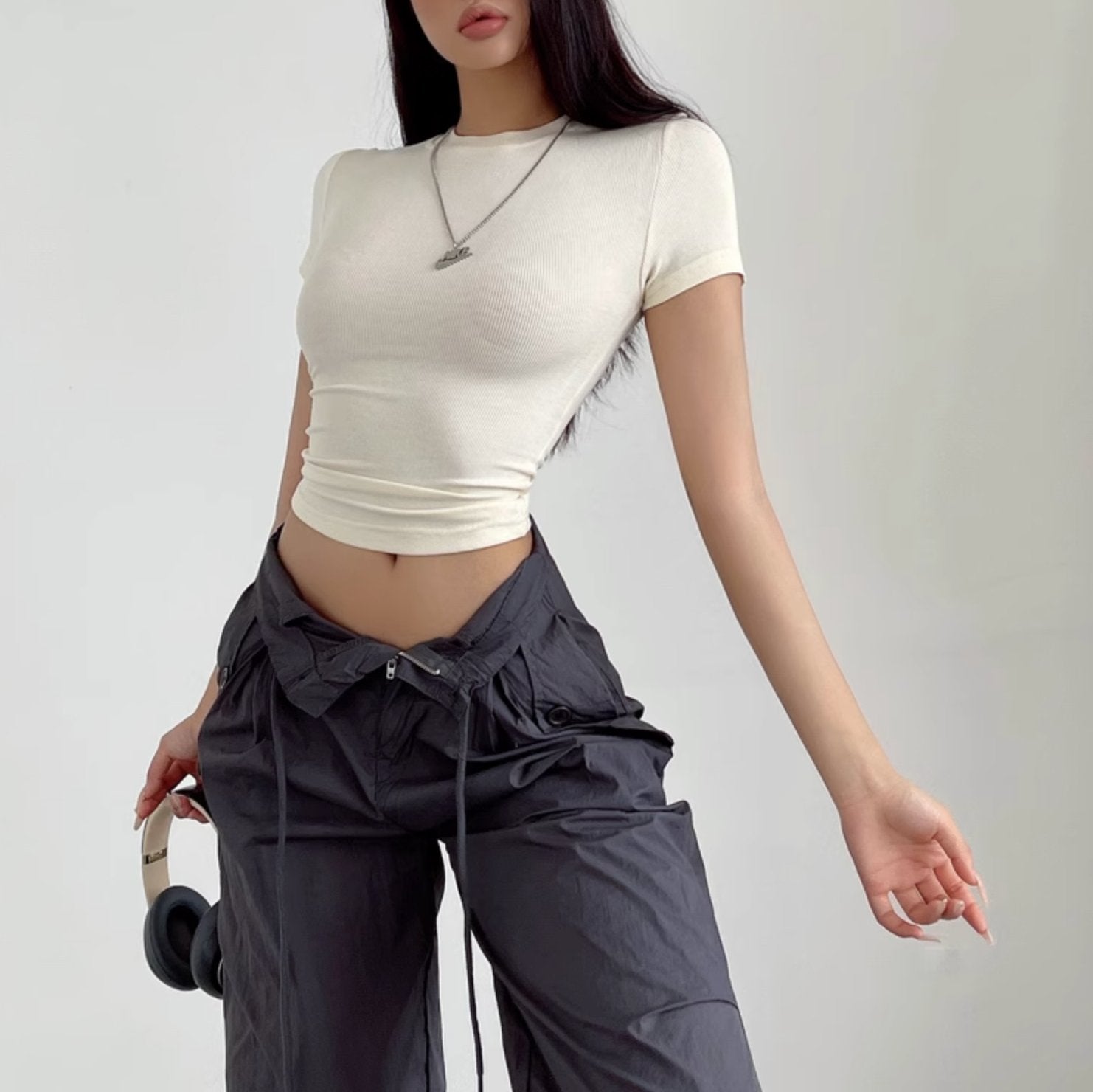 RIBBED CROP T - SHIRT - Aumori