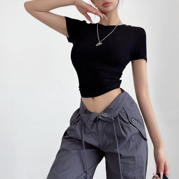 RIBBED CROP T-SHIRT - Stockbay