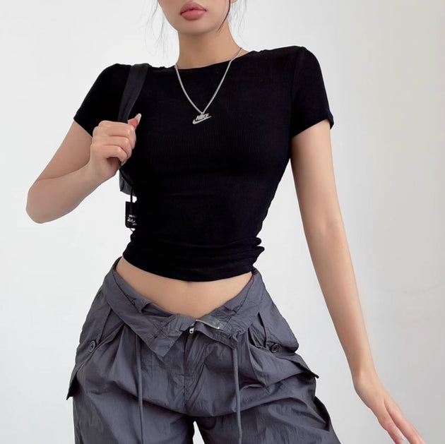 RIBBED CROP T-SHIRT - Stockbay