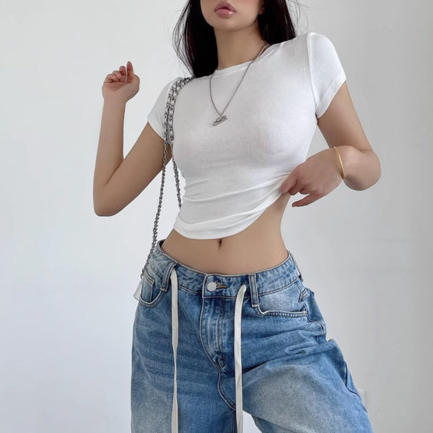 RIBBED CROP T - SHIRT - Aumori