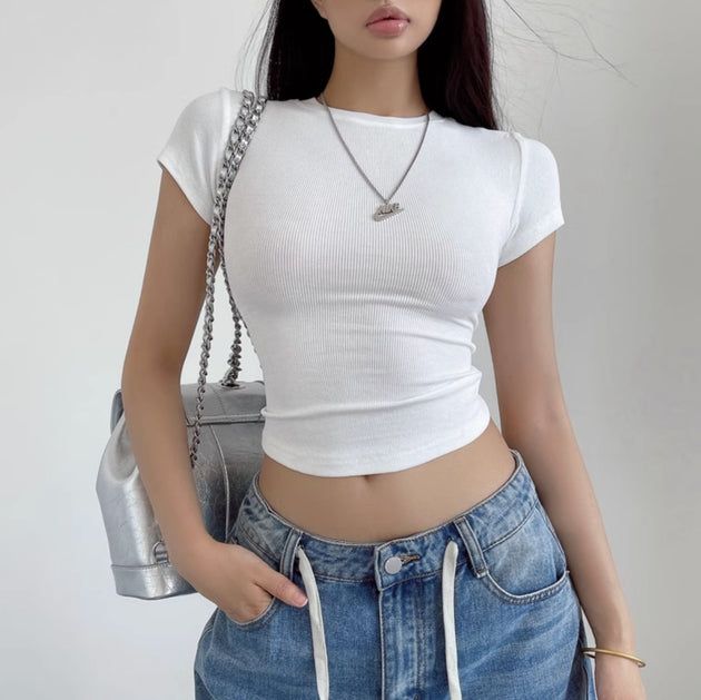 RIBBED CROP T-SHIRT - Stockbay