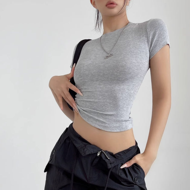 RIBBED CROP T-SHIRT - Stockbay