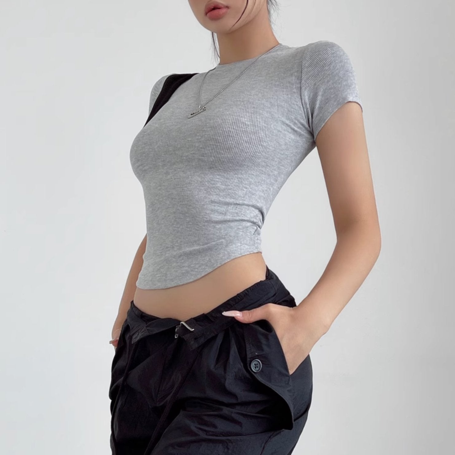 RIBBED CROP T-SHIRT - Stockbay