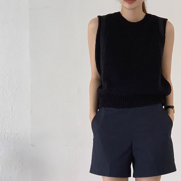 RIBBED KNIT VEST - Aumori