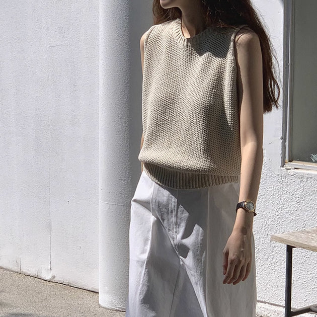 RIBBED KNIT VEST - Aumori