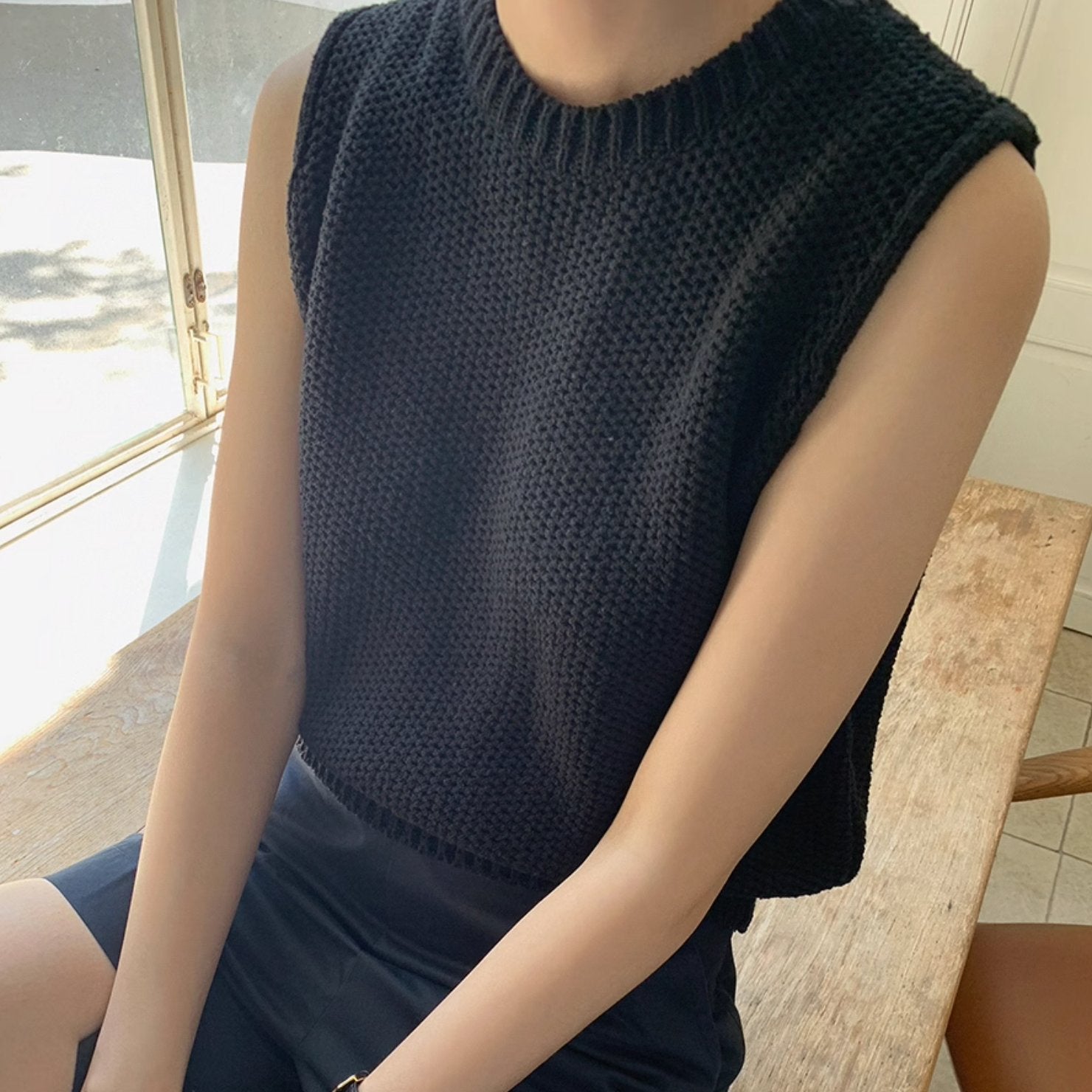 RIBBED KNIT VEST - Aumori