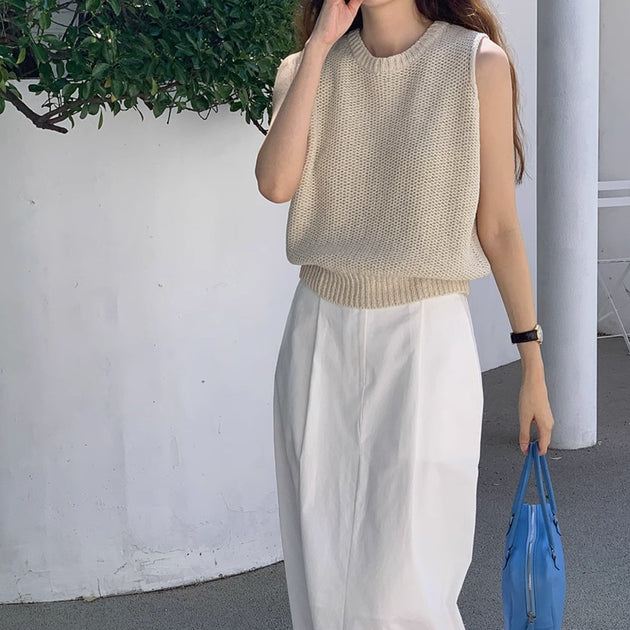 RIBBED KNIT VEST - Aumori