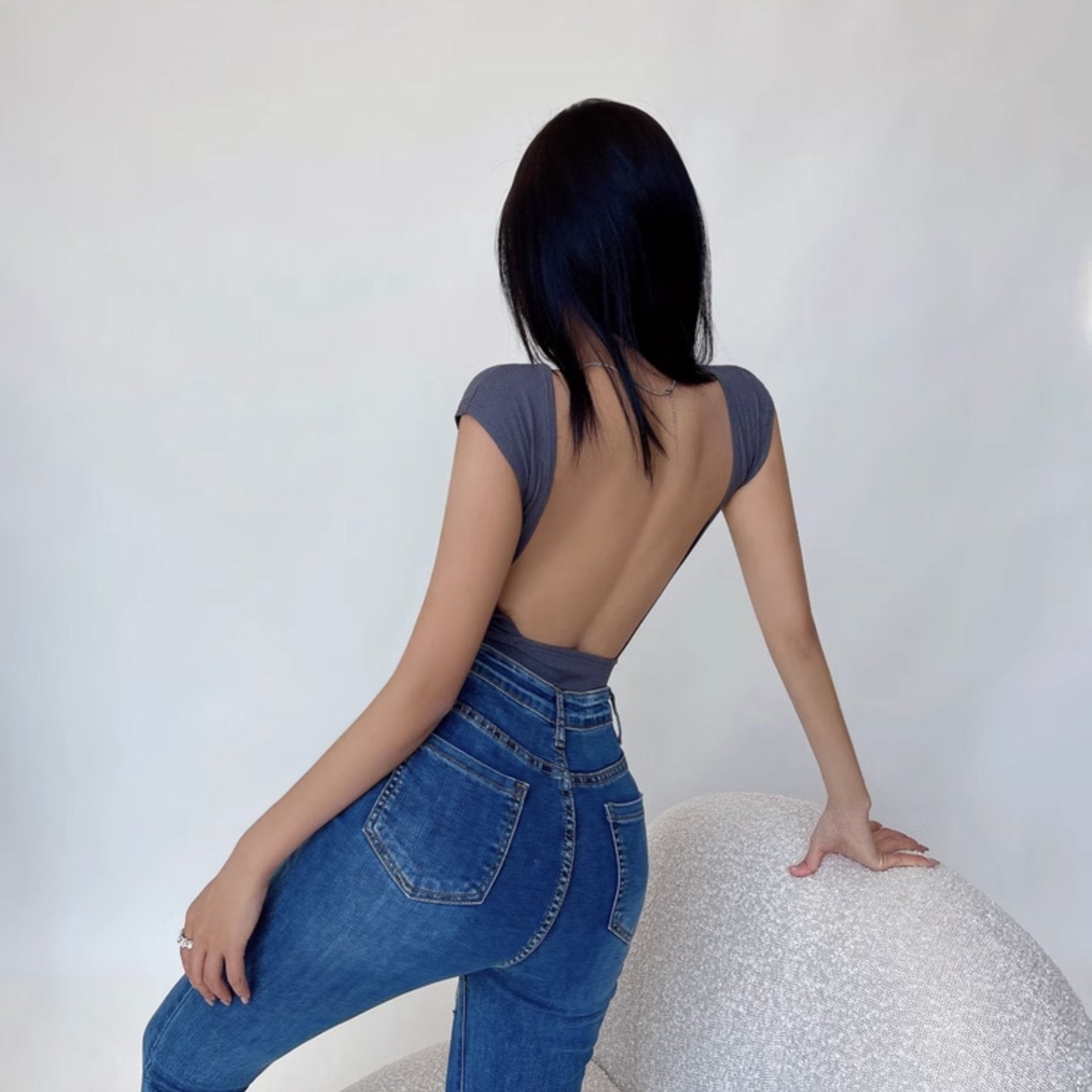 RIBBED OPEN BACK TOP - Aumori