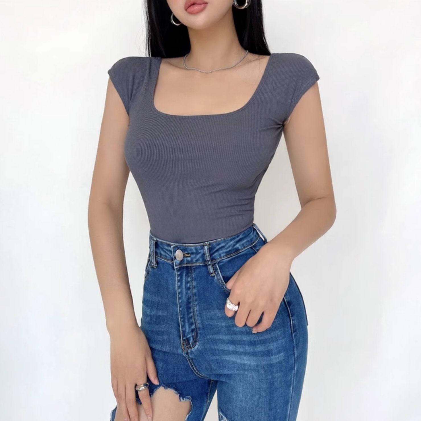 RIBBED OPEN BACK TOP - Stockbay