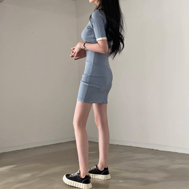 RIBBED SHORT DRESS - Stockbay