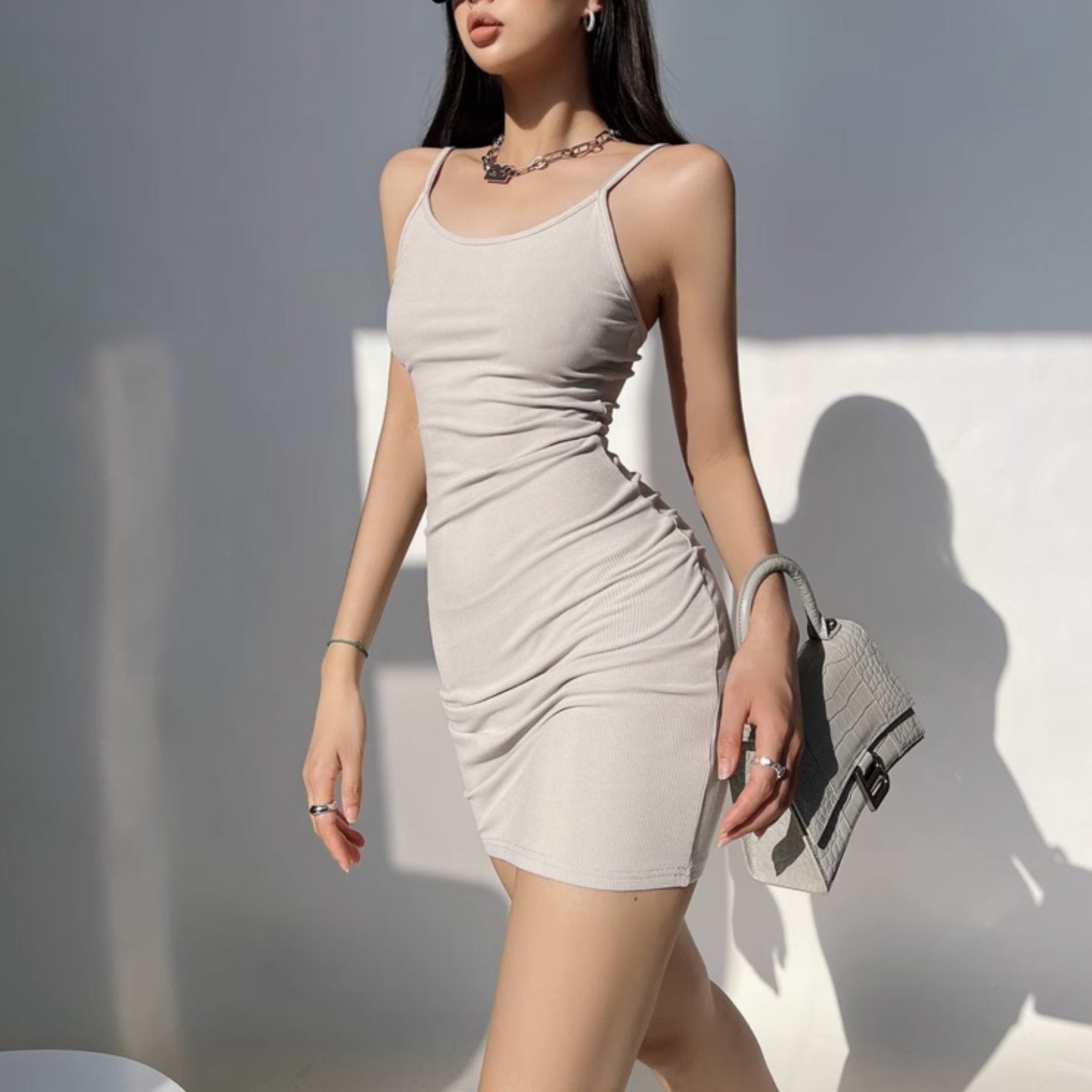 RIBBED SLEEVELESS SHORT DRESS - Aumori