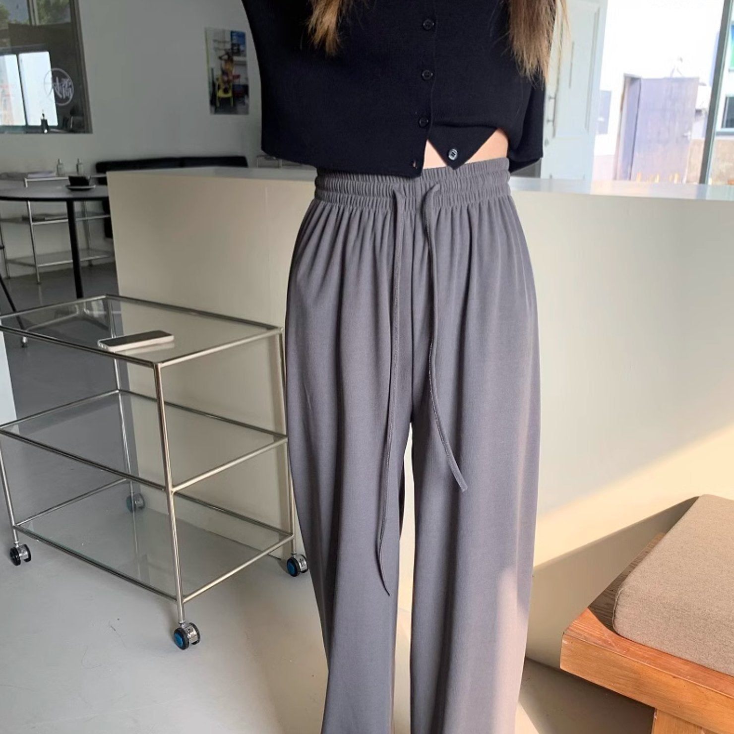 SOLID ELASTIC PANTS - Aumori