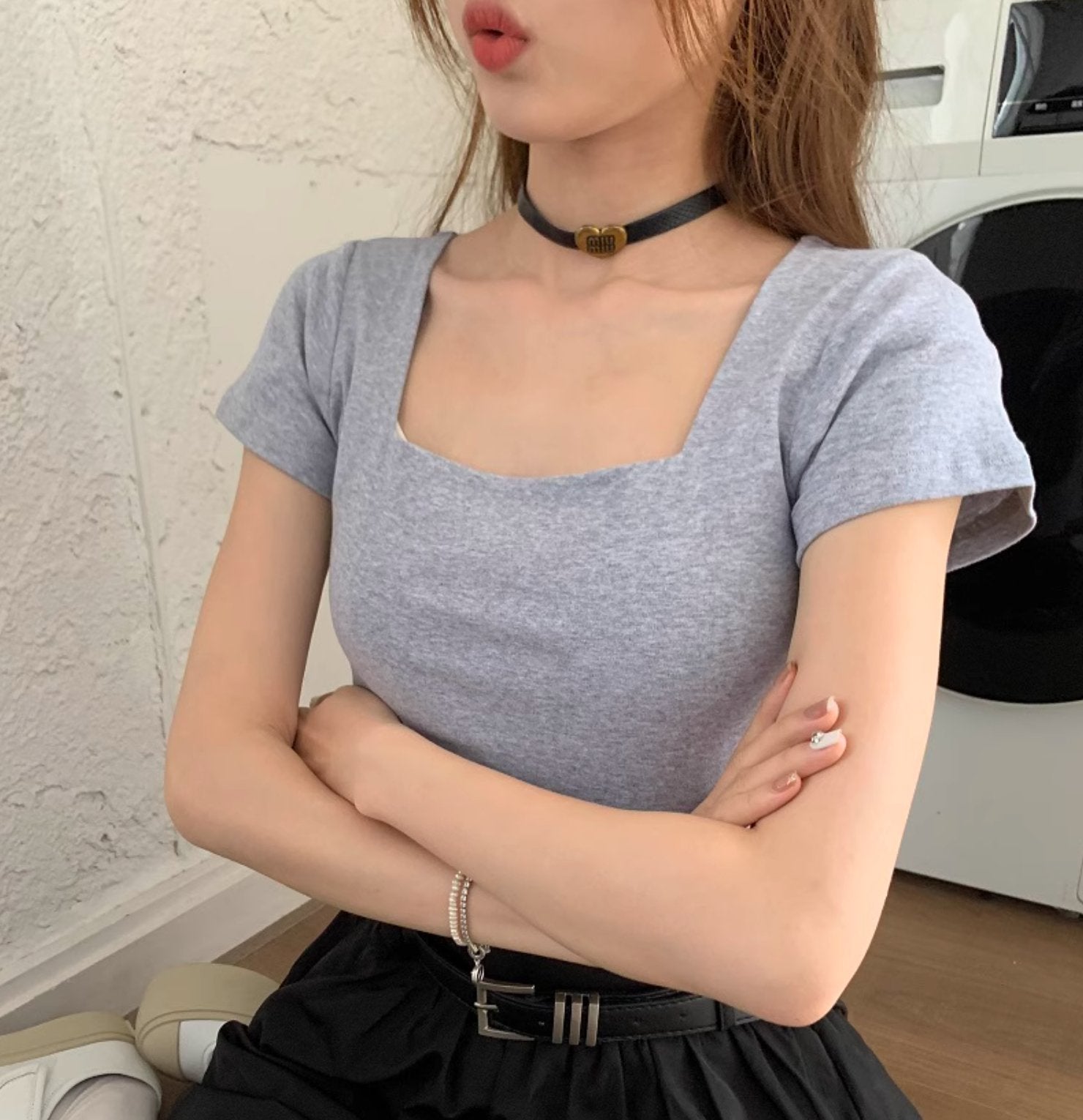 SQUARE NECK CROP TOP - Stockbay