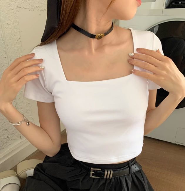 SQUARE NECK CROP TOP - Stockbay