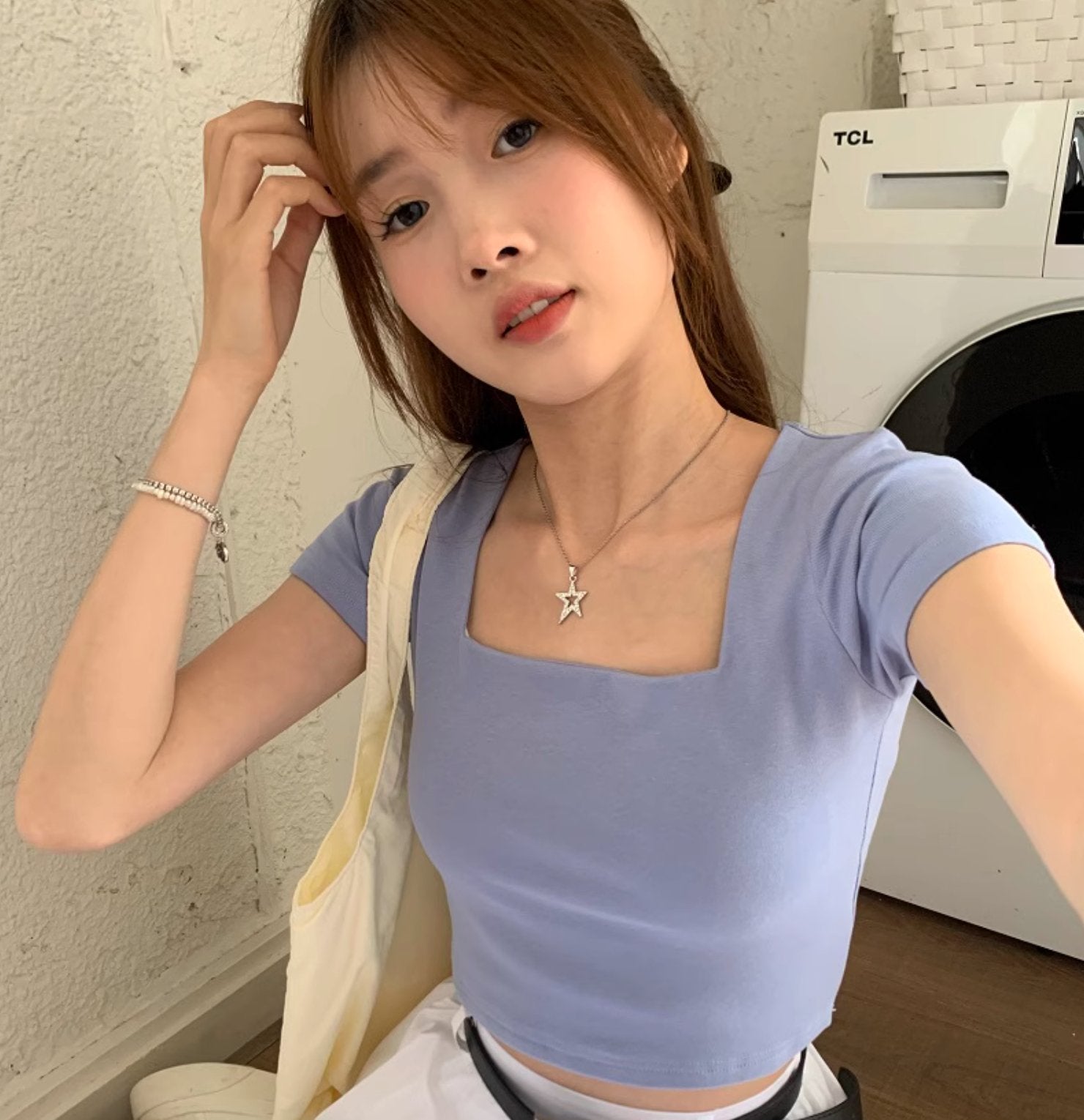 SQUARE NECK CROP TOP - Stockbay