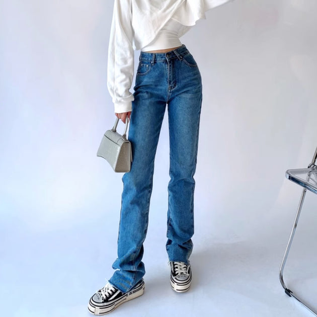 STRAIGHT SIDE SPLIT JEANS - Aumori