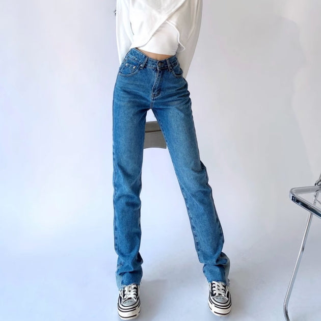 STRAIGHT SIDE SPLIT JEANS - Aumori