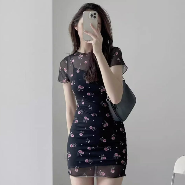 TRANSPARENT FLORAL DRESS - Stockbay