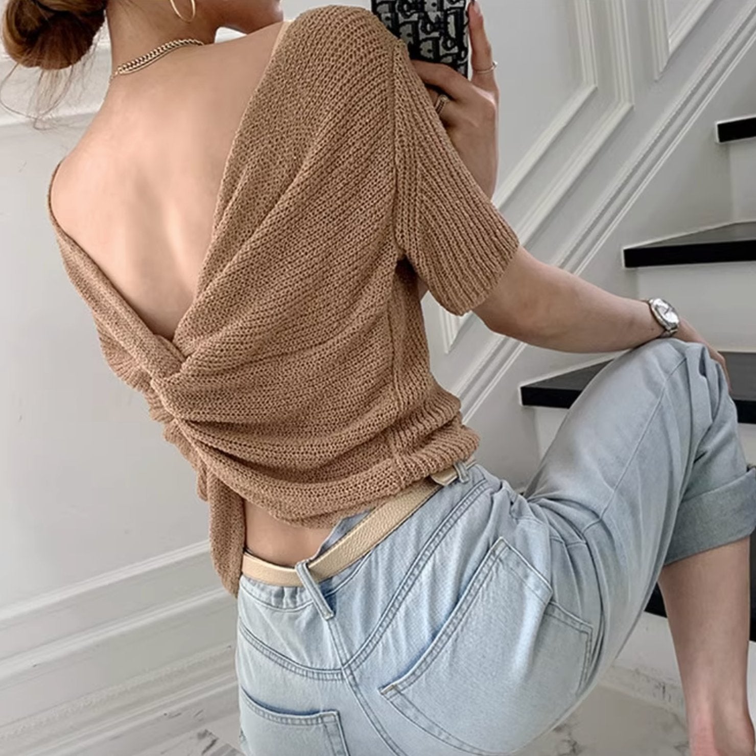 V-NECK KNIT TOP - Stockbay